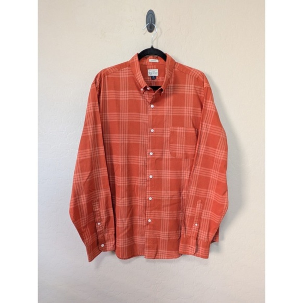 J.Crew Mens XL Orange Plaid Button Down Shirt Classic Fit Cotton‎ Blend